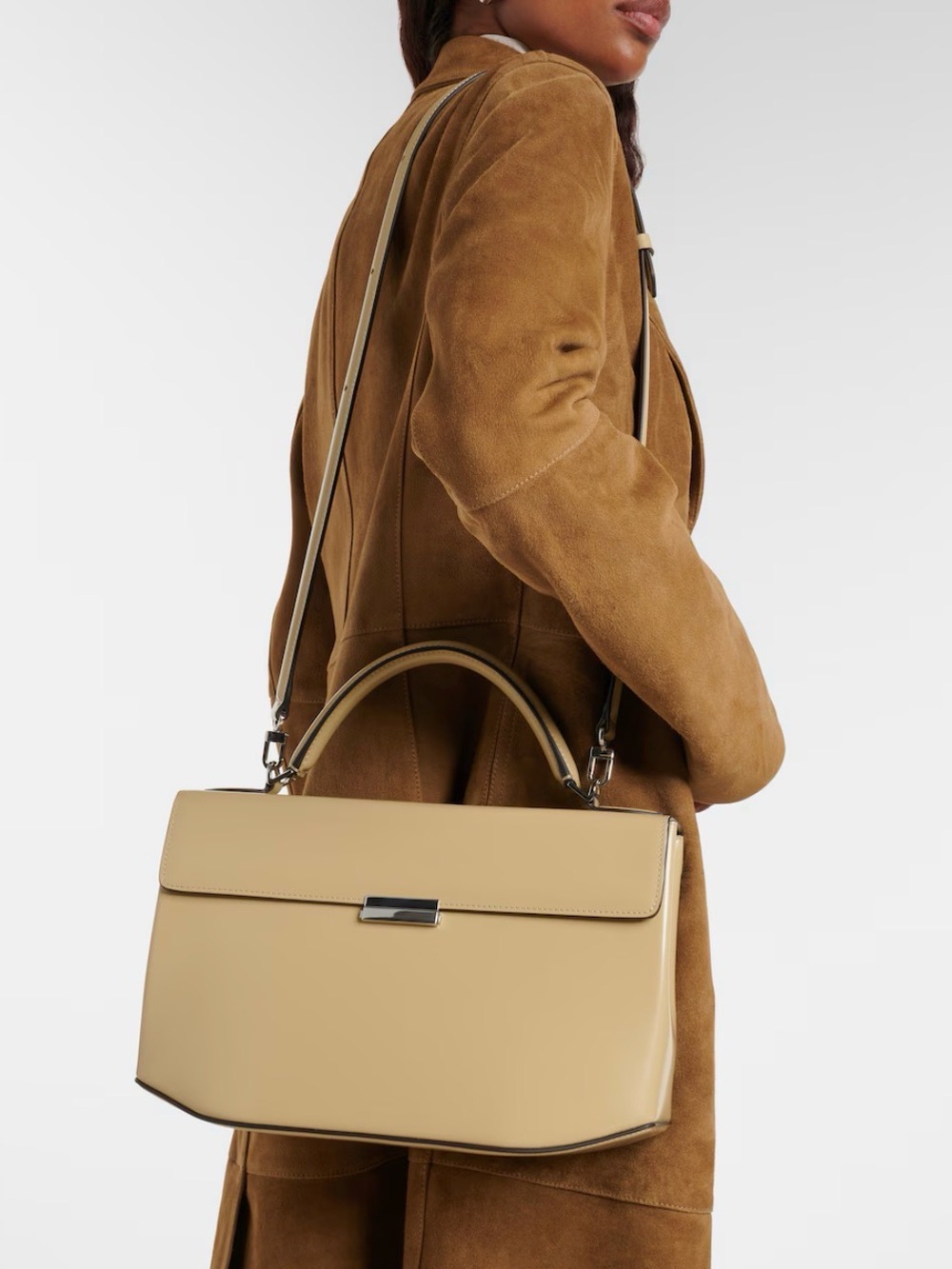 TOTEME Box Leather Top-Handle Bag in Biege